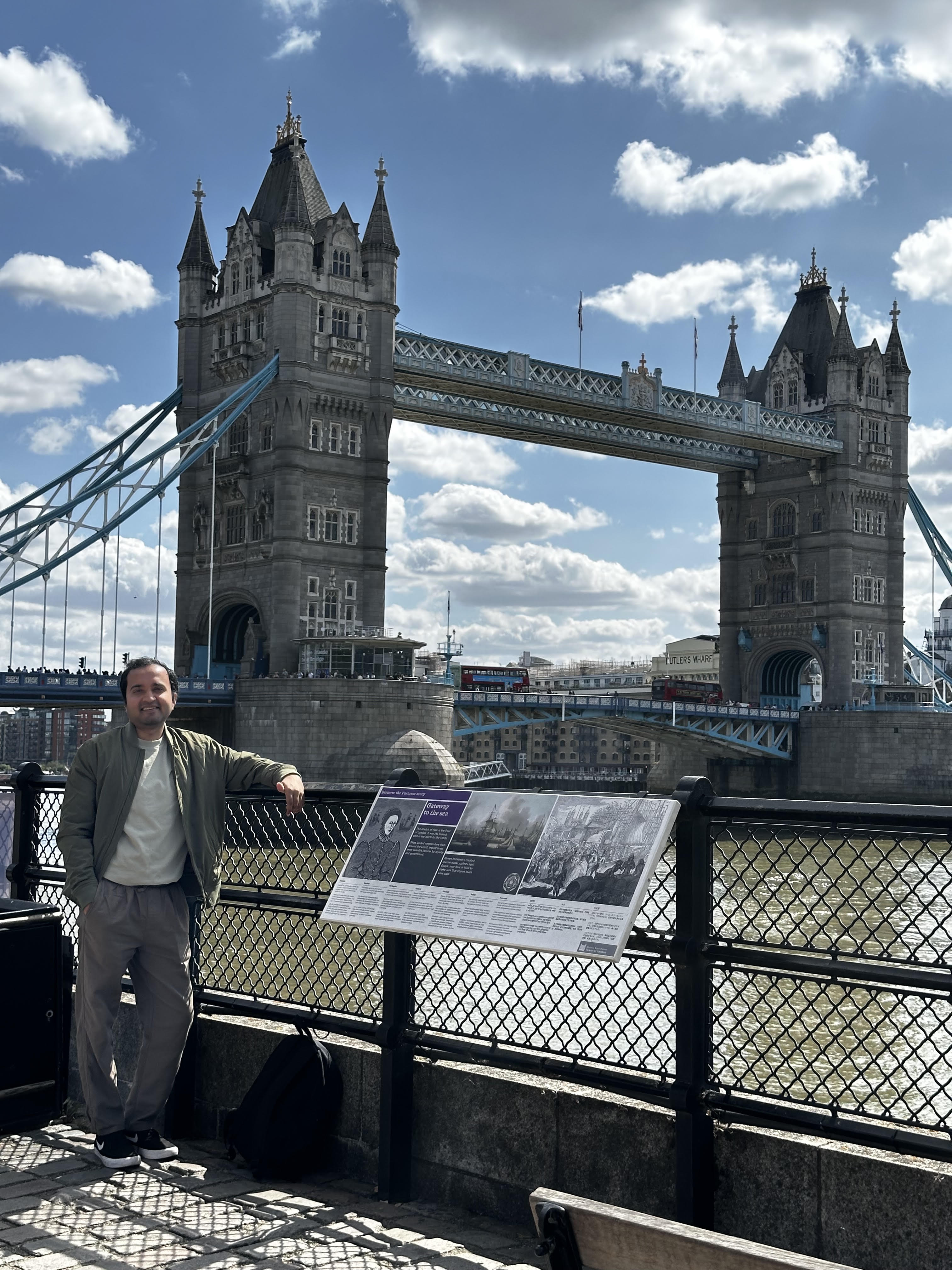 Abhijeet Kale with the London Tower Bridge